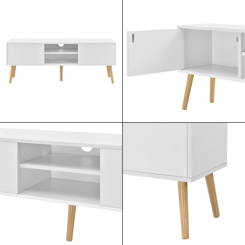 Mobile porta TV di design con panca PVC 120 cm bianco effetto rovere 03_0005861