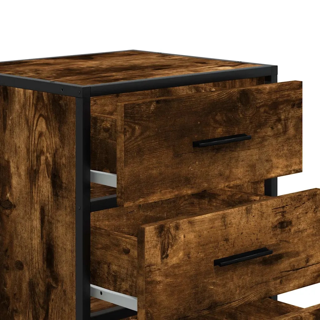 vidaXL Comodino Rovere Fumo 40x34,5x60 cm Legno Multistrato e Metallo