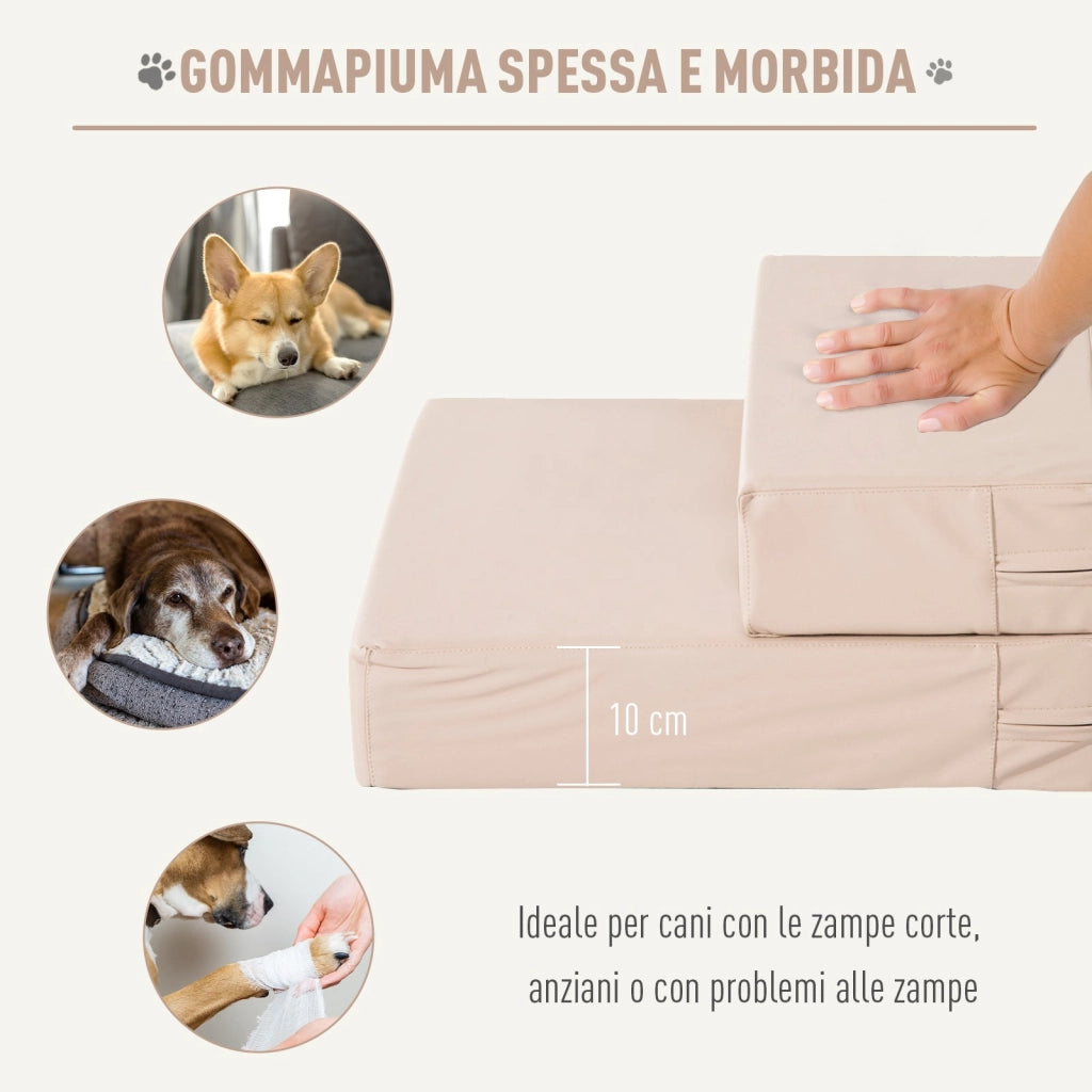 Scala Materassino 2 in 1 per Cani e Gatti Beige 67x39x10 cm