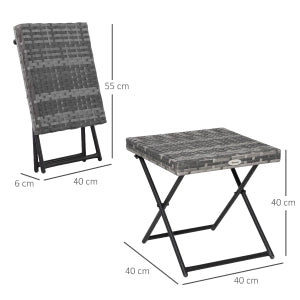 Tavolino da Caff¨¨ Pieghevole ¨C MINIMAL ¨C Polyrattan, Metallo, Grigio, 40x40x40 cm