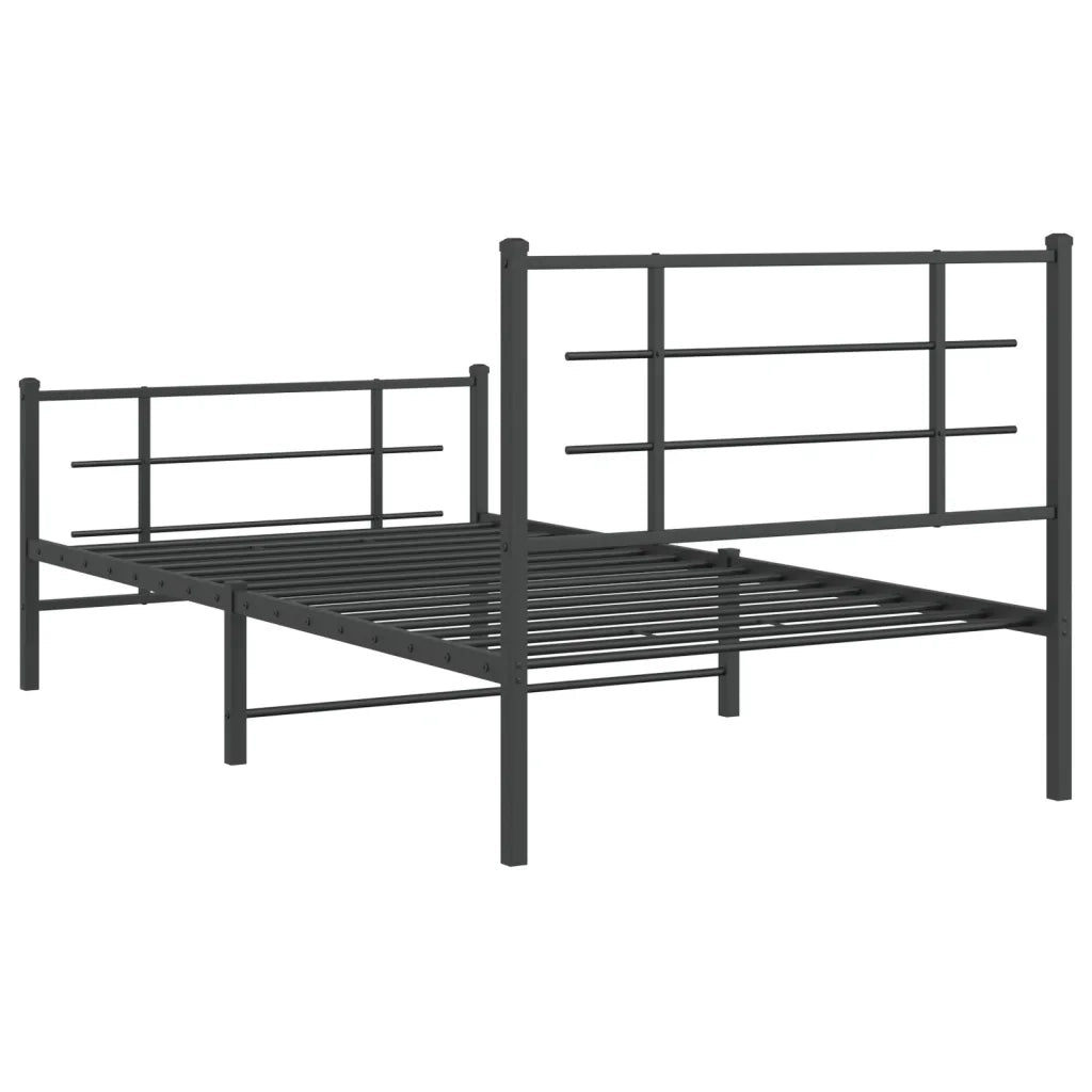 Giroletto con Testiera e Pediera Metallo Nero 100x200 cm 355574