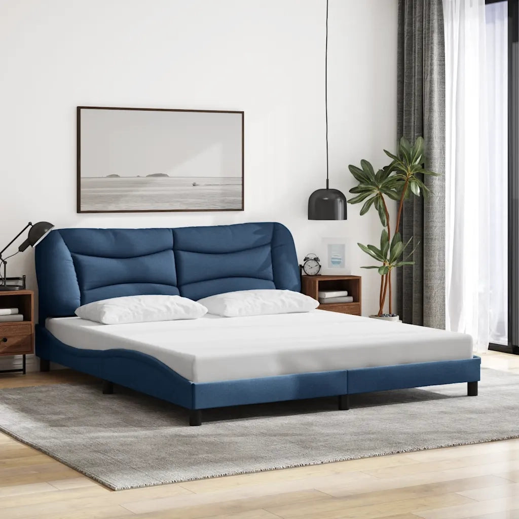 Giroletto senza Materasso-Struttura Letto Hvar Blu 180x200 cm in Tessuto
