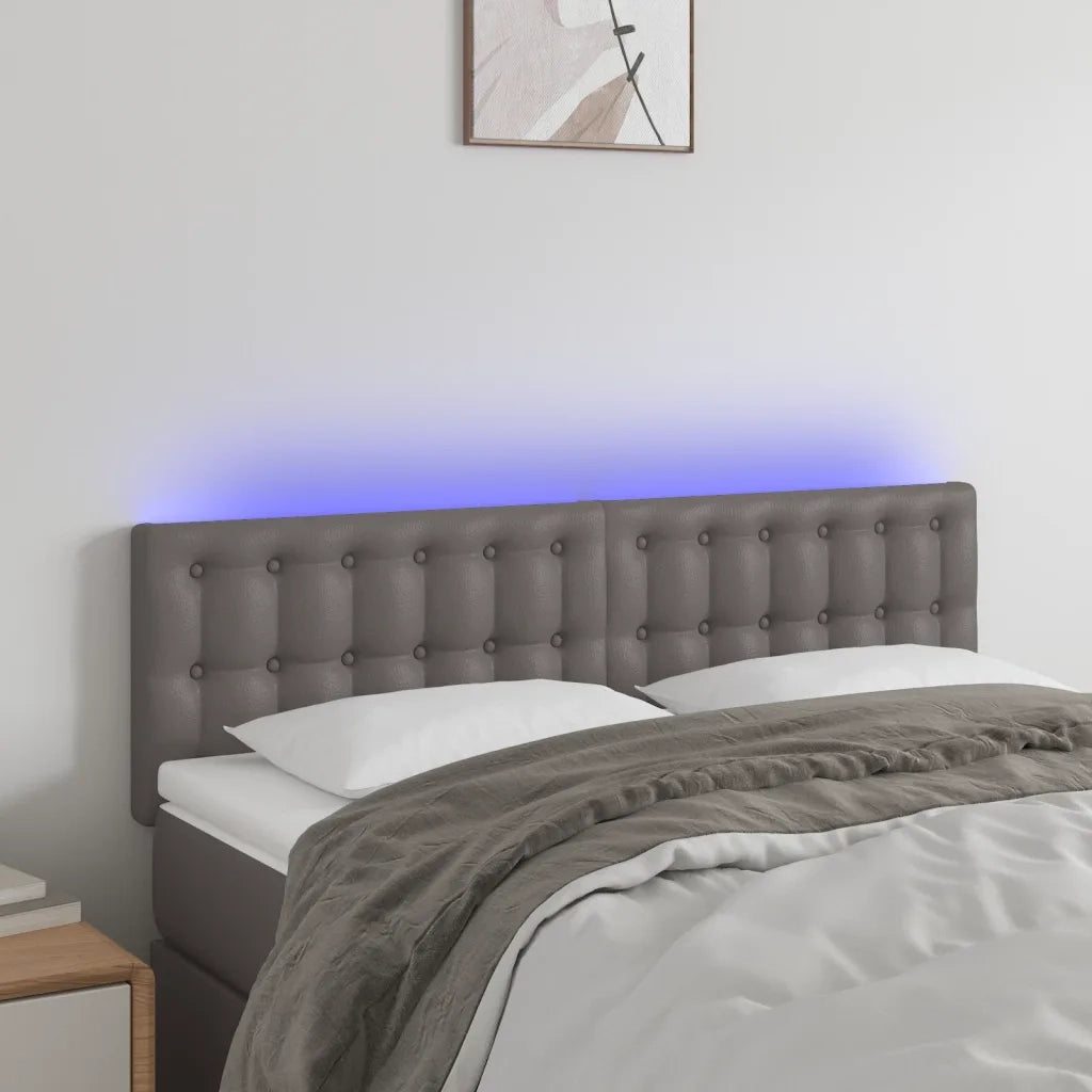 Testiera | Testata a LED Grigio 144x5x78/88 cm in Similpelle
