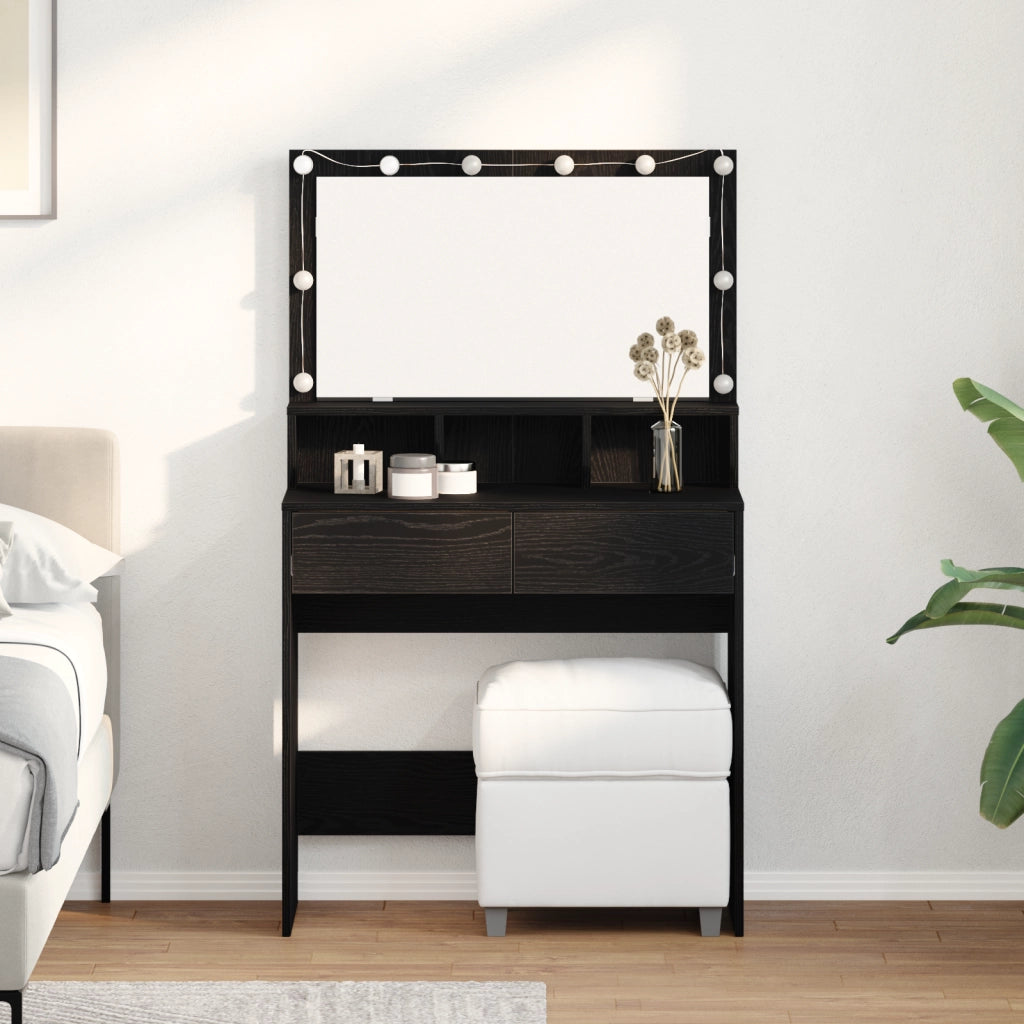 vidaXL Tavolo da Trucco con cassetto Rovere nero 80 x 41 x 134.5 cm