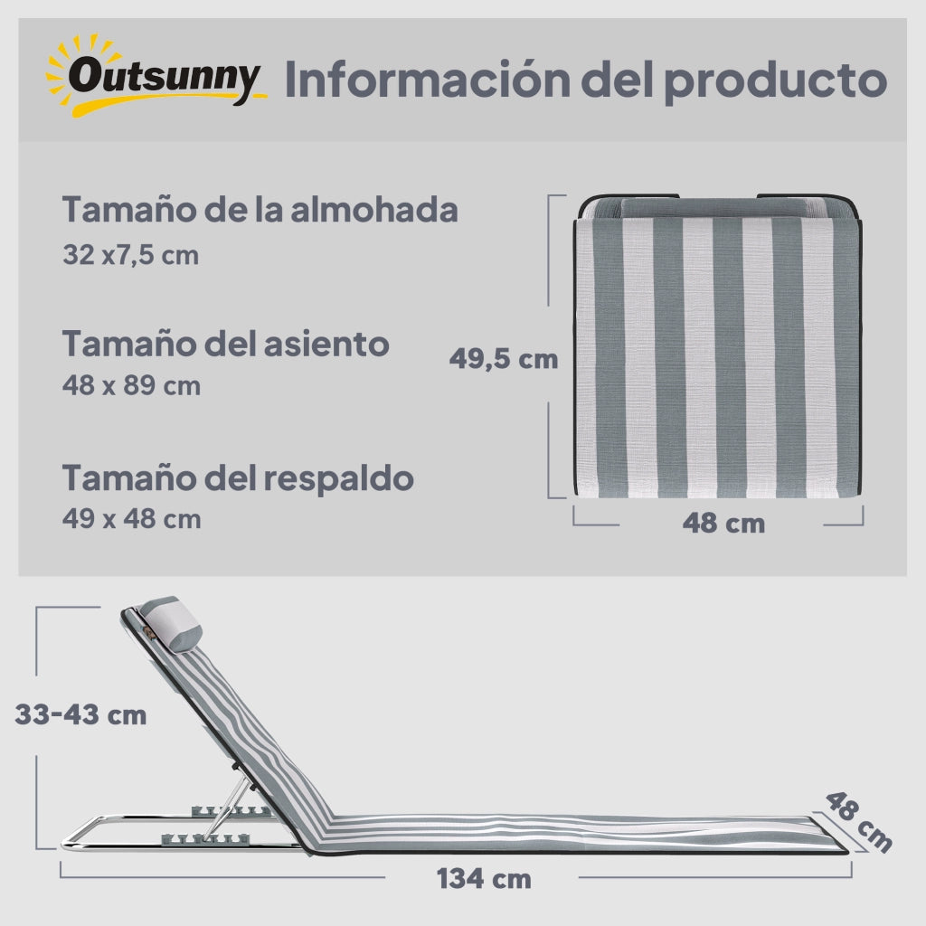 Divanetto 2 posti reclinabile con poggiatesta e borsa ¨C zephmum ¨C 134x48x33-43 cm bianco grigio