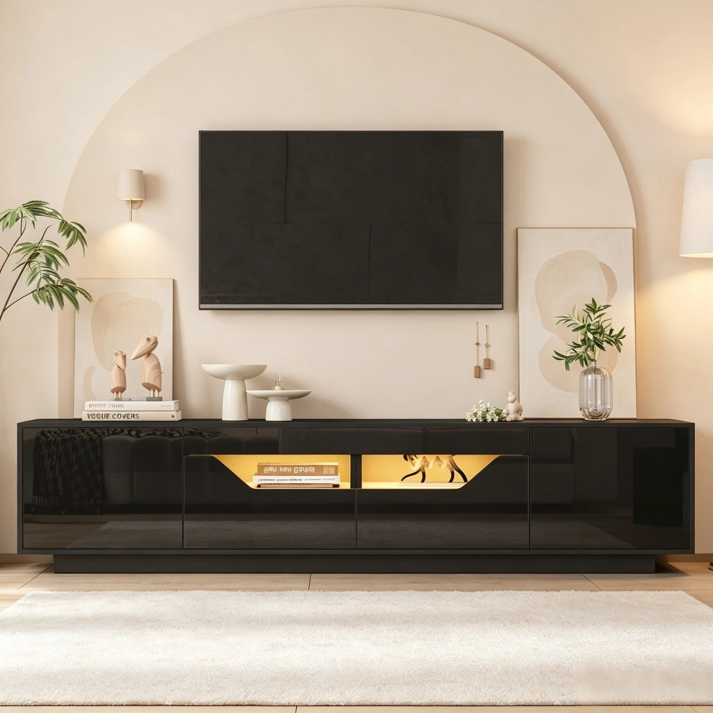 Mobile TV 180x40x45 cm con LED controllabile da app; truciolare nero