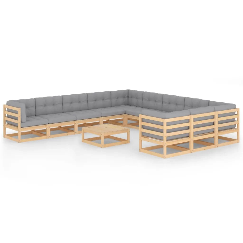 Set Divani da Giardino 12 pz con Cuscini Legno Massello di Pino cod mxl 44717