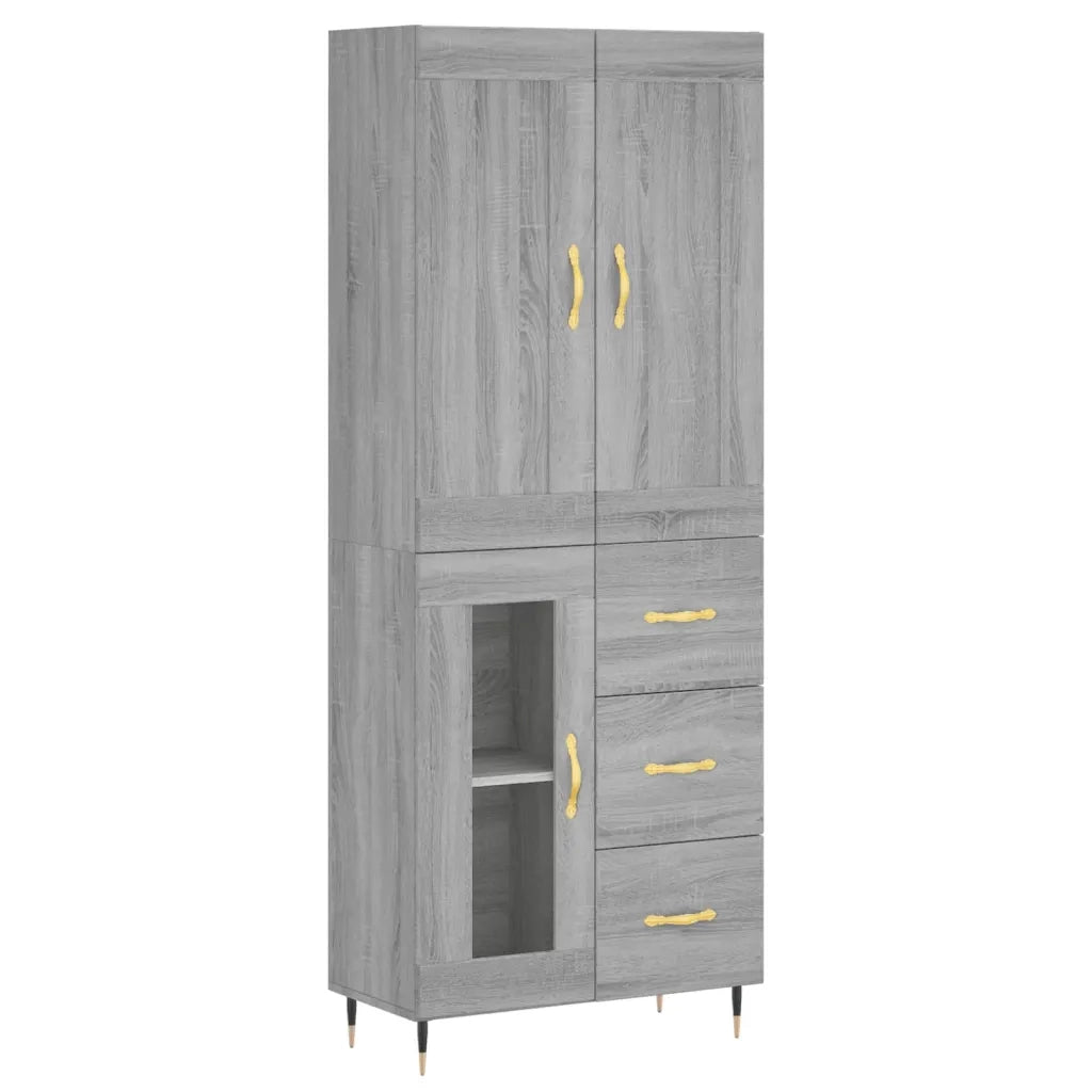 Credenza-Buffet-Armadio da cucina Grigio Sonoma 69,5x34x180 cm in Legno Multistrato 698135
