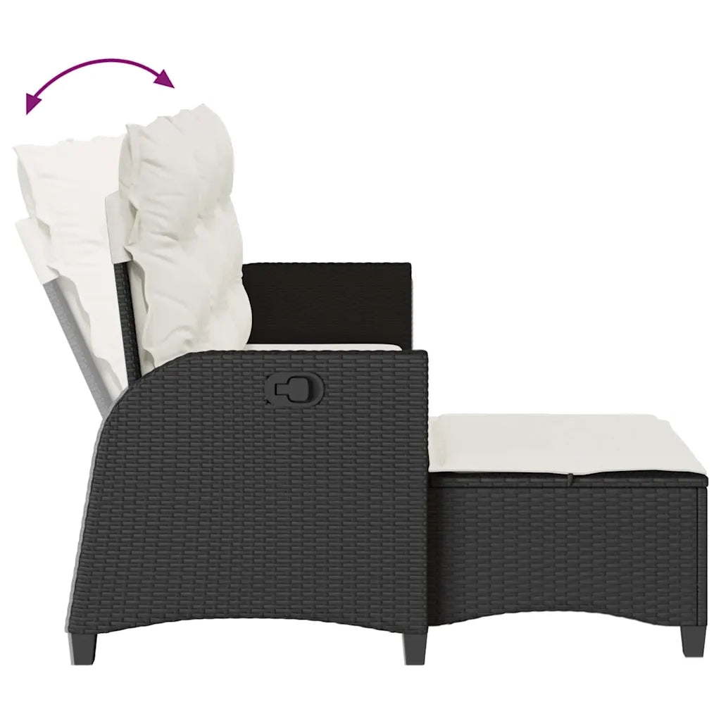 Set Divani da Giardino 3 pz con Cuscini Forma L Polyrattan Nero