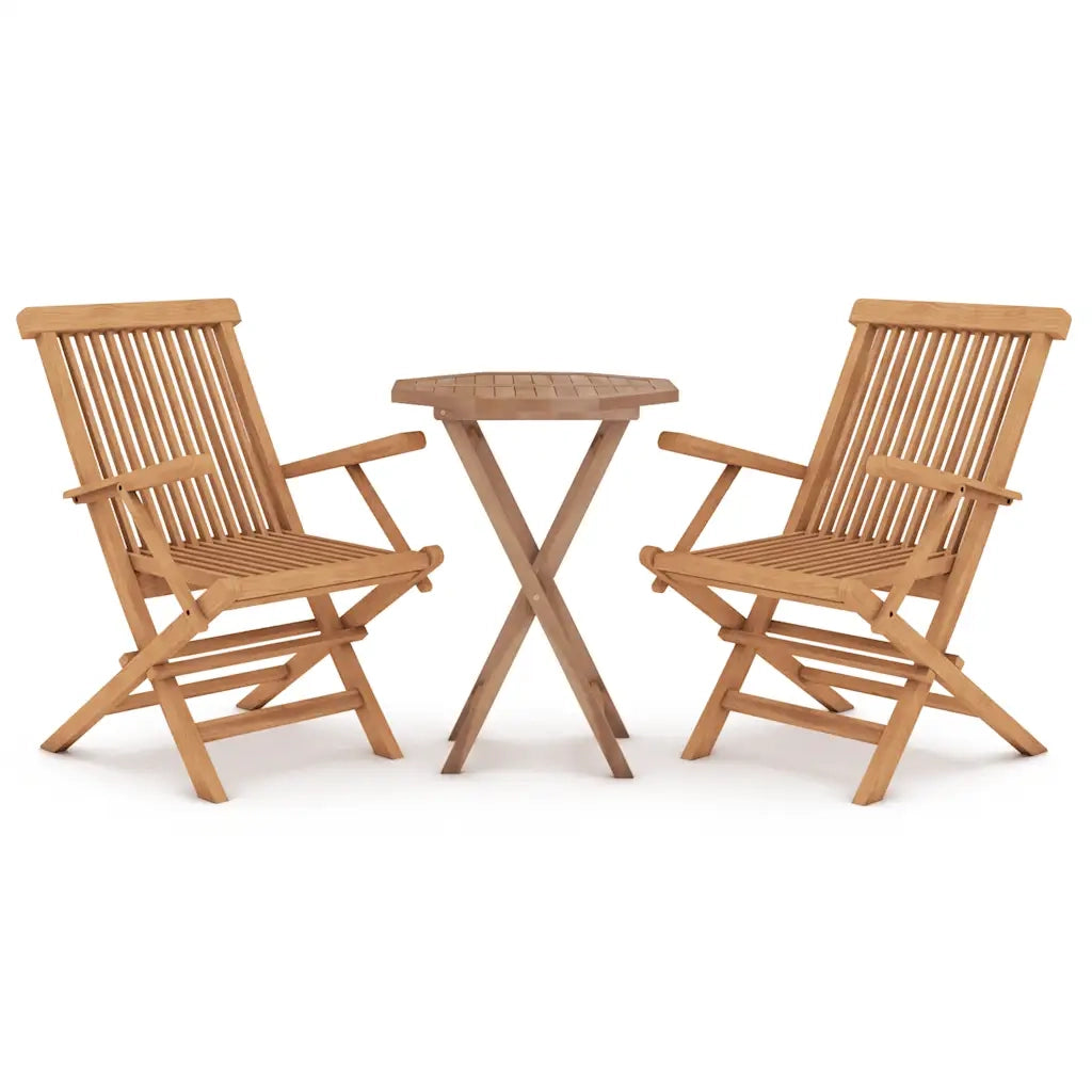Set da Pranzo per Giardino 3 pz | Set Salotto da Giardino in Legno Massello di Teak