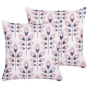 Set di 2 cuscini da giardino in poliestere beige 45 x 45 cm Cuscino da lancio rettangolare con motivo a foglia dal design moderno