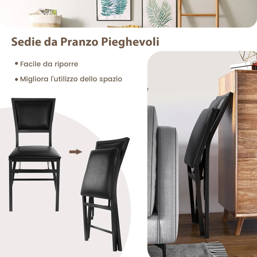 Set di 2 Sedie da Bar in Metallo Pieghevole | Sgabelli da Cucina con Schienale Alto, Telaio in Metallo per Casa, Bar e Ristorante