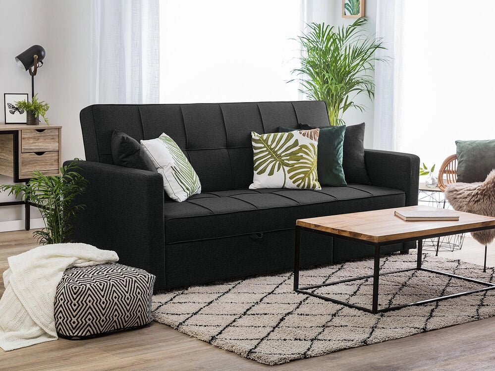 Divano Letto color Nero Funzione Sonno Imbottito stile Moderno contemporaneo soggiorno