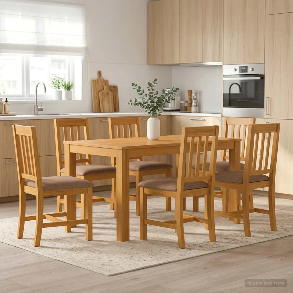 Set da pranzo 7 pz Grigio Legno di Quercia Massello 3430365