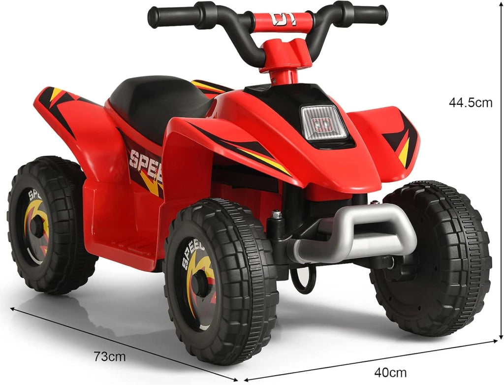 6V Quad Elettrico per Bambini, Mini Quad da Spiaggia con Funzione Avanti/Indietro, Velocità Massima 4,6 km/h, Regalo per Bambini 3 Anni+ (Rosso)