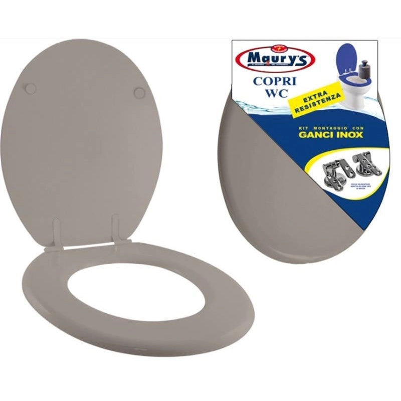 MAURY'S COPRI WATER WC TORTORA KIT DI MONTAGGIO CON GANCI INOX EXTRA RESISTENTE
