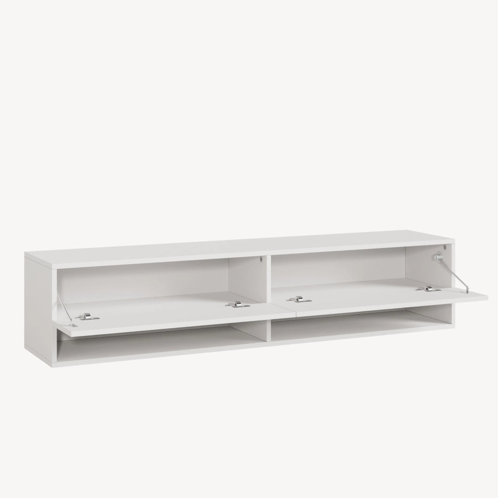 Mobile Porta TV Halmstad da Parete con Ante a Ribalta 140 x 31 x 30 cm - Bianco [en.casa]