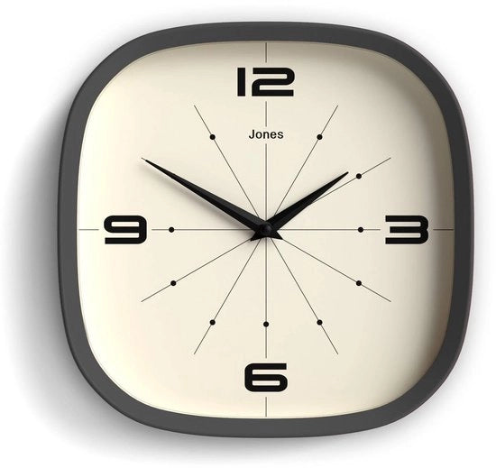 Orologio da muro Pulsar | Quadrato, circolare con retroilluminazione | 25 cm | Grigio scuro | Design moderno per la cucina, salotto o ufficio