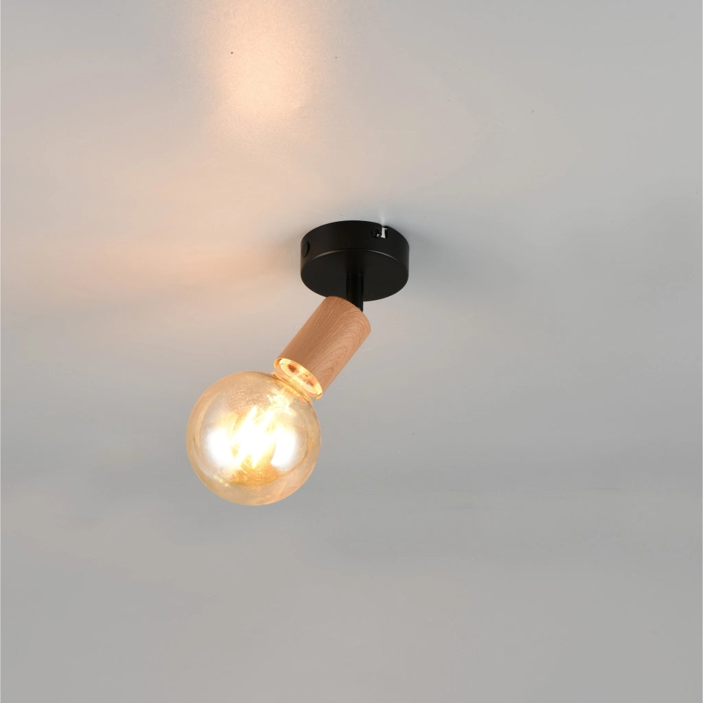 SPOT E27 LAMEGO 11CM NERO/LEGNO
