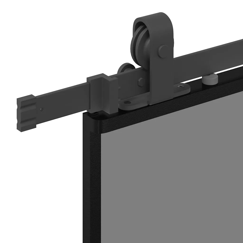 Porta Scorrevole Ferramenta Nera 102,5x205 cm Vetro Temperato