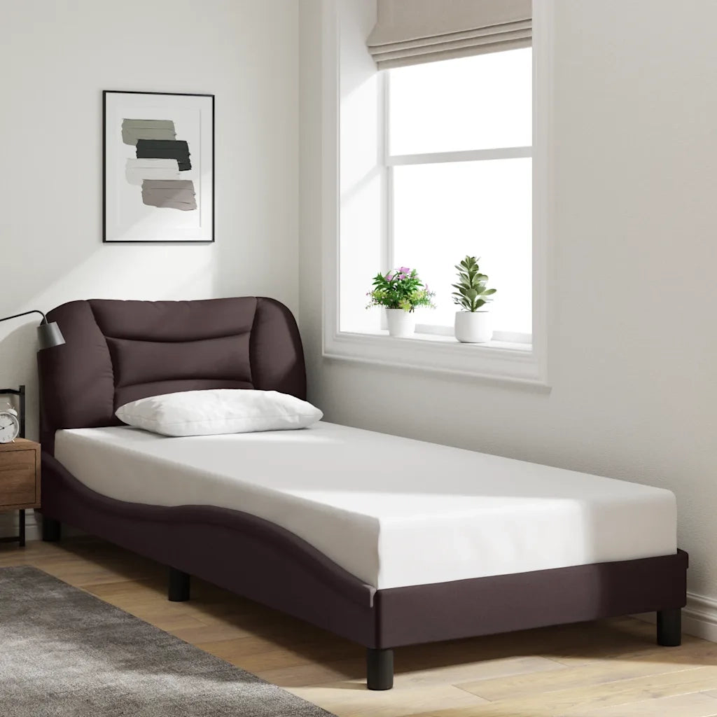 Giroletto senza Materasso-Struttura Letto Hvar Marrone Scuro 90x190 cm Tessuto