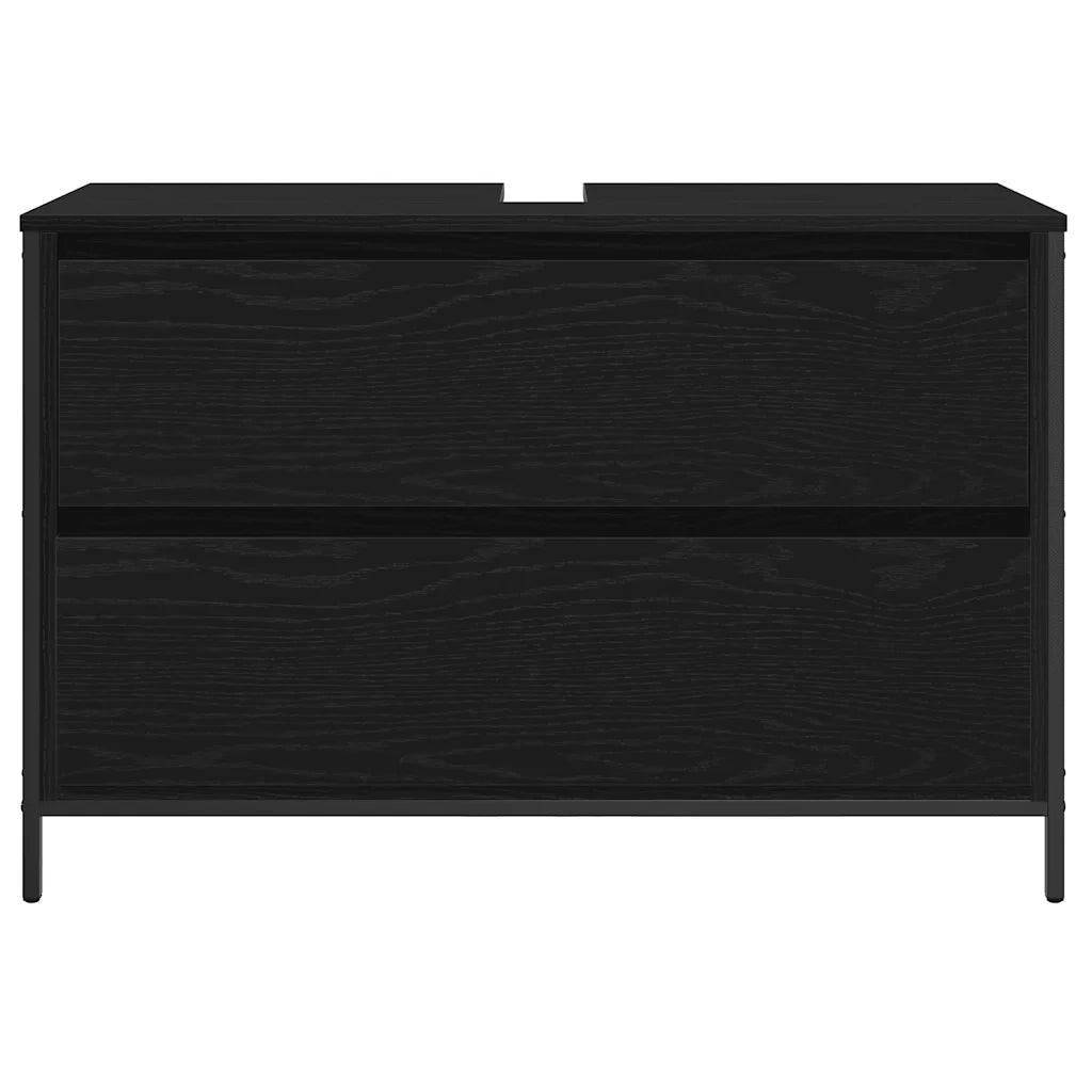 Mobile Lavabo da Bagno con Cassetti Rovere Nero 90x34,5x60 cm