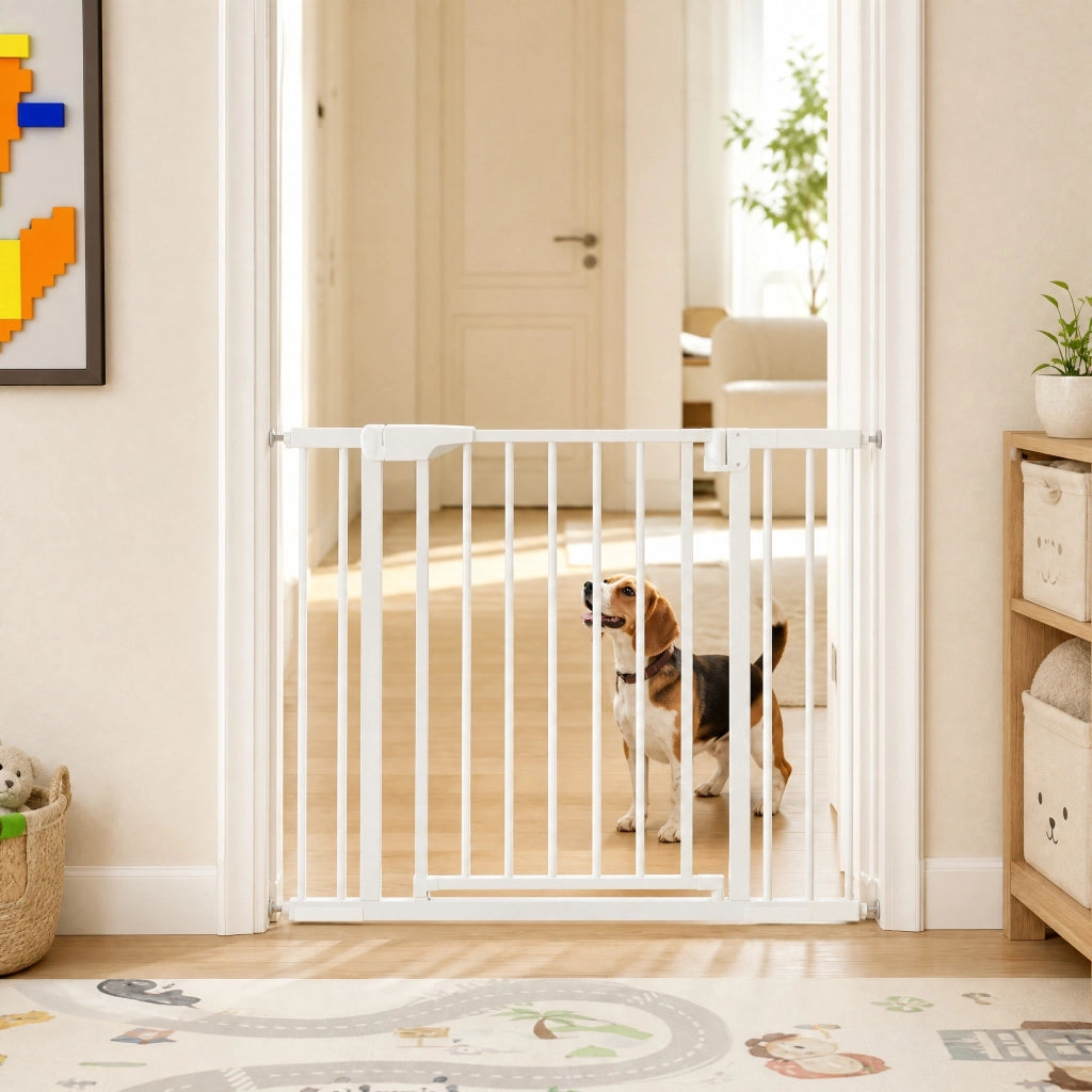 Cancello di sicurezza 73x5.5x82 cm con chiusura automatica in acciaio al carbonio bianco