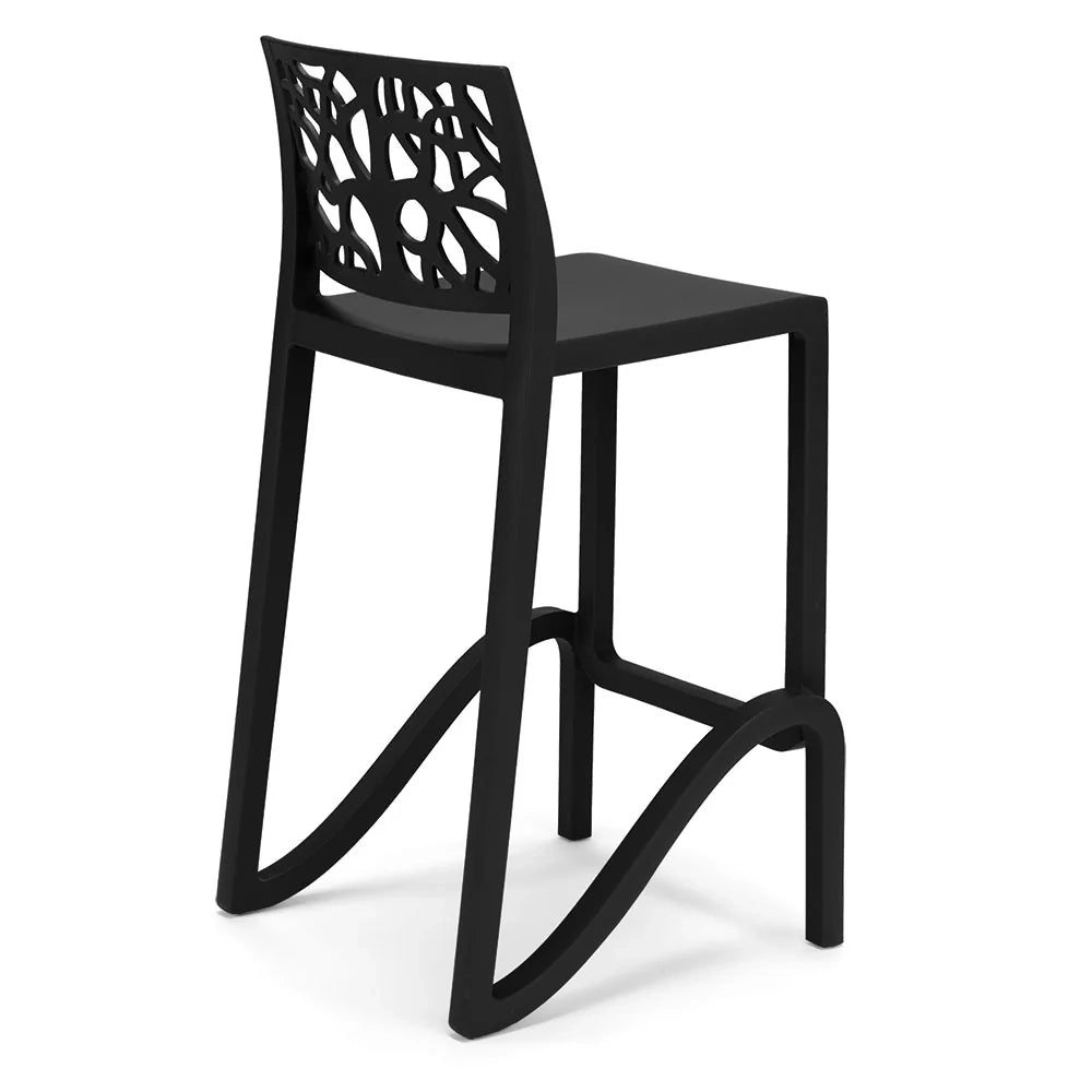 Sgabello in polipropilene TETI altezza seduta 75cm, impilabile, idrorepellente, resistente ai raggi UV, design moderno e innovativo, ideale per la cucina, la veranda o giardino colore Ghisa