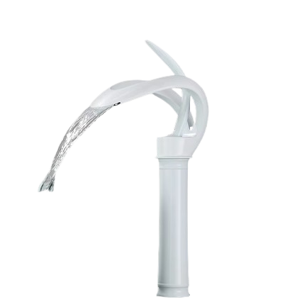 NAVIS | Rubinetto da bagno a cascata di design bianco alto | Elegante  in acciaio inox premium per lavelli alti miscelatore 2 attacchi