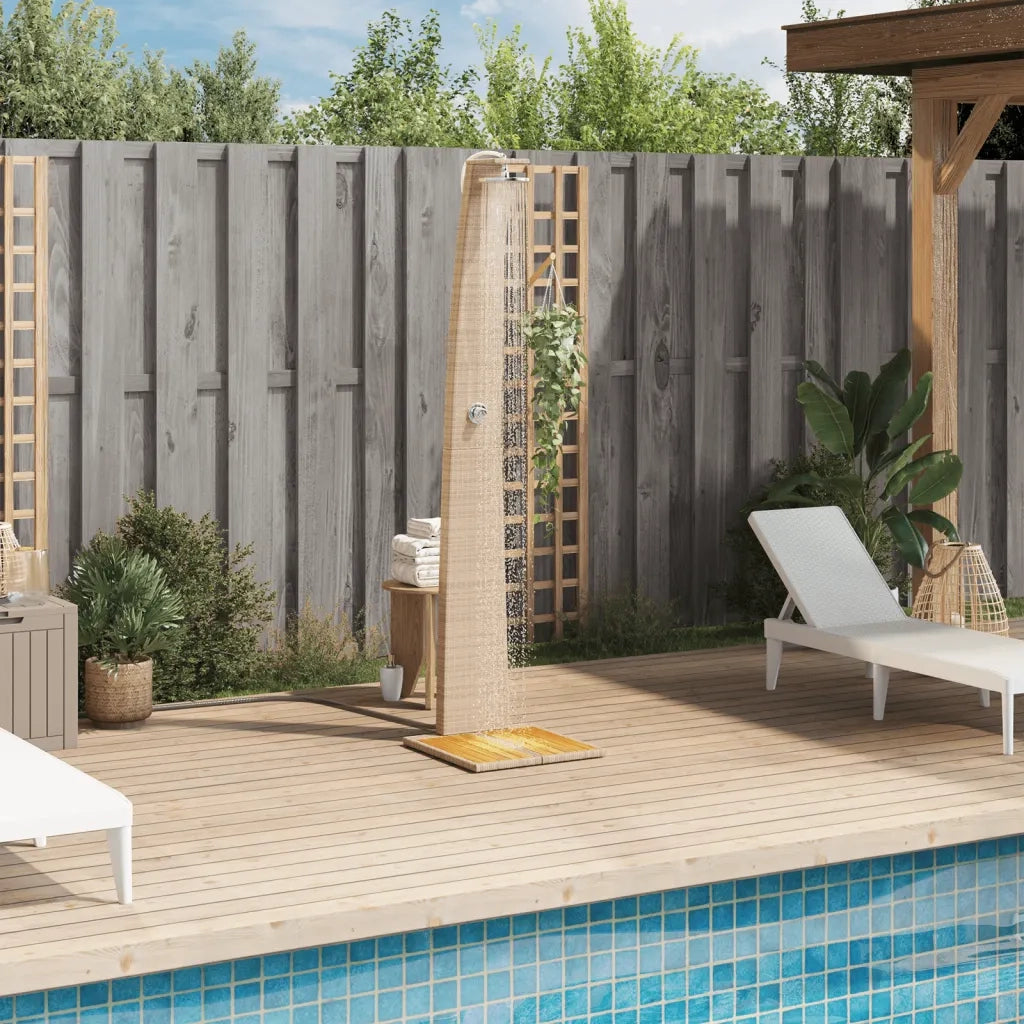 Doccia da Esterno Beige 55x60x224 cm Polyrattan e Legno Acacia CFW8813302