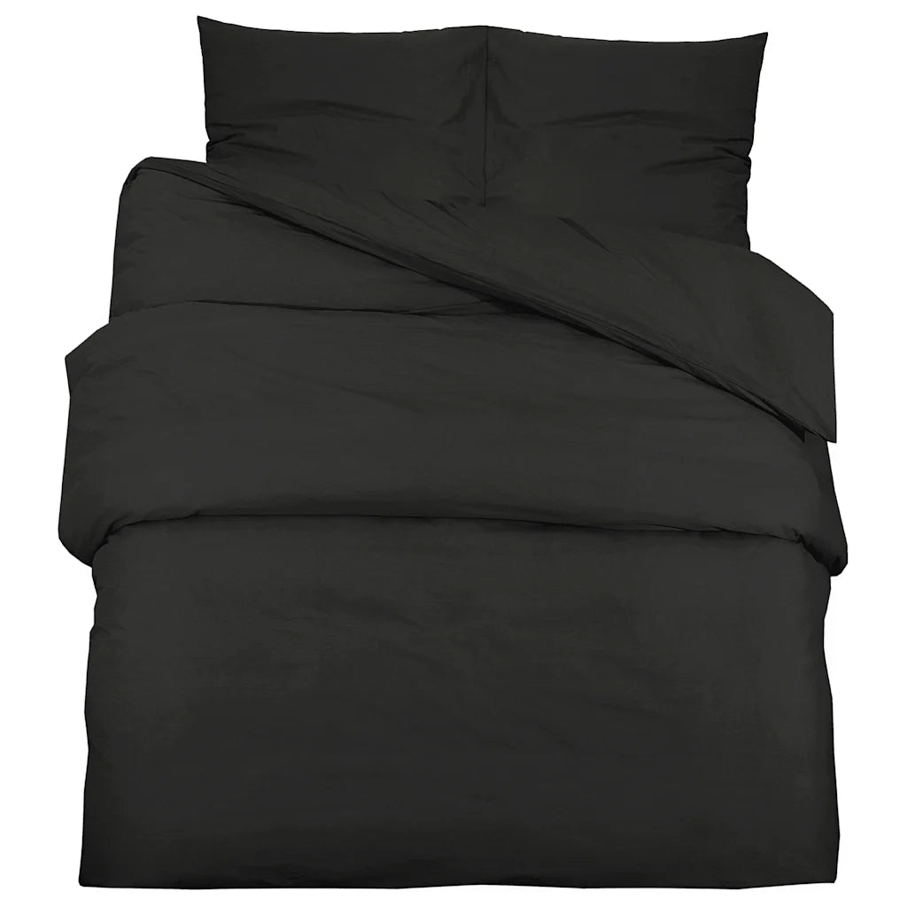 Set Copripiumino Nero 155x220 cm in Microfibra Leggera CFW1935085