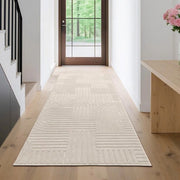 Tappeto Antiscivolo Runner Beige per Cucina, 80x200 cm, Fatto a Mano, Moderno, Ideale per Entrata, Camera da Letto, Salotto