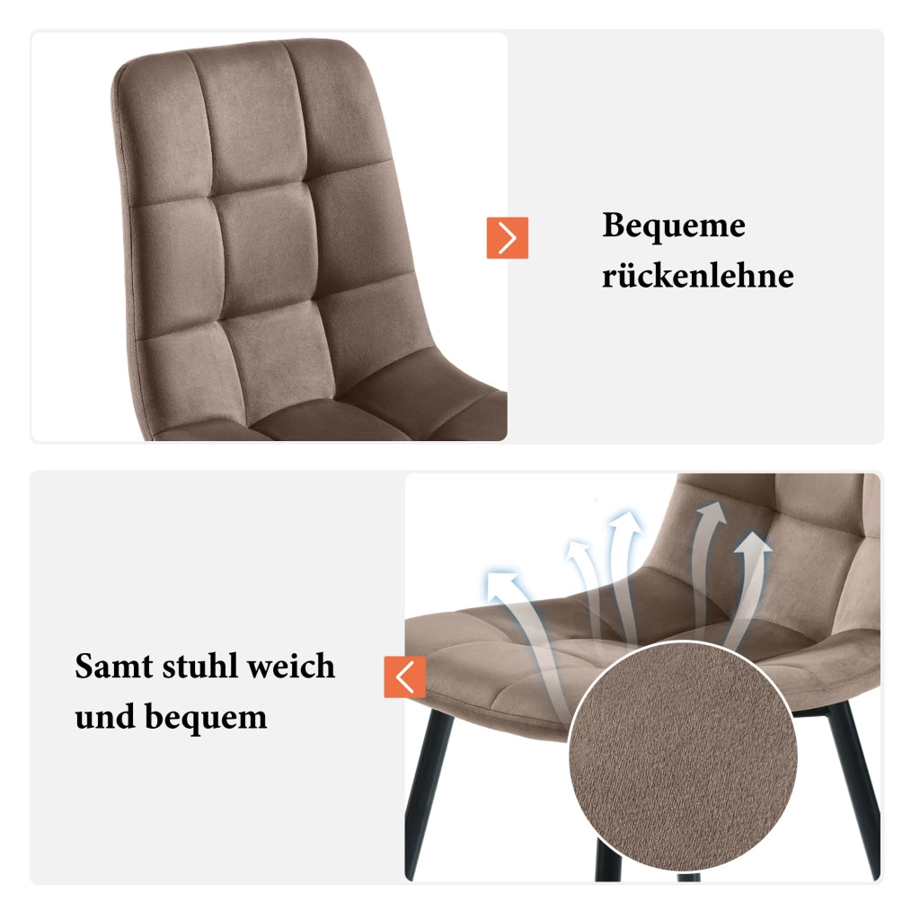 SEDIA DA PRANZO Set da 4 pezzi in velluto marrone