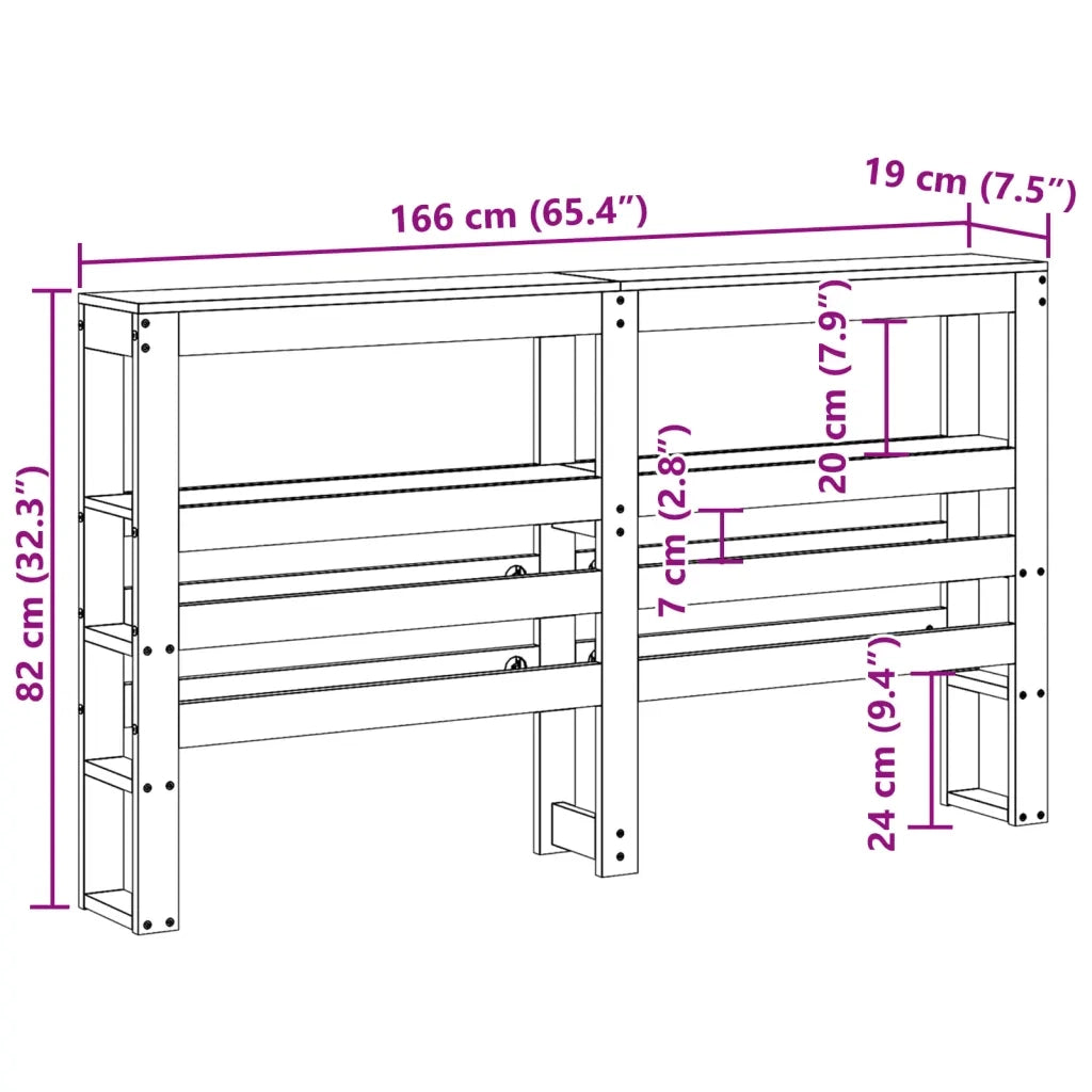 Testiera con Ripiani-Testata contenitore 160 cm in Legno Massello di Pino 761108