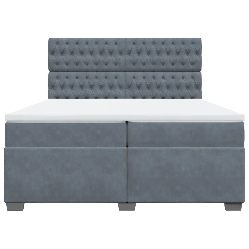 Giroletto a Molle con Materasso Grigio Scuro 200x200 cm Velluto