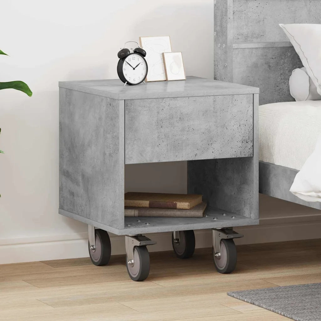 Comodino Grigio cemento 40,5 x 40 x 48 cm Legno multistrato