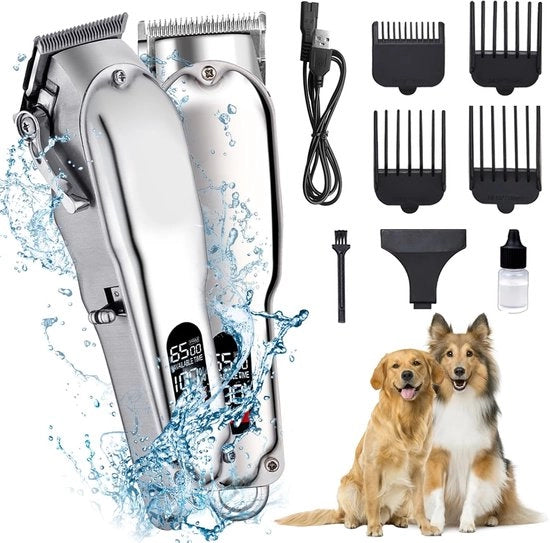 Tondeuse senza filo per il petting dei cani - rasoiere acquatica con lame ceramica - set professionale per cani e gatti con 6 accessori