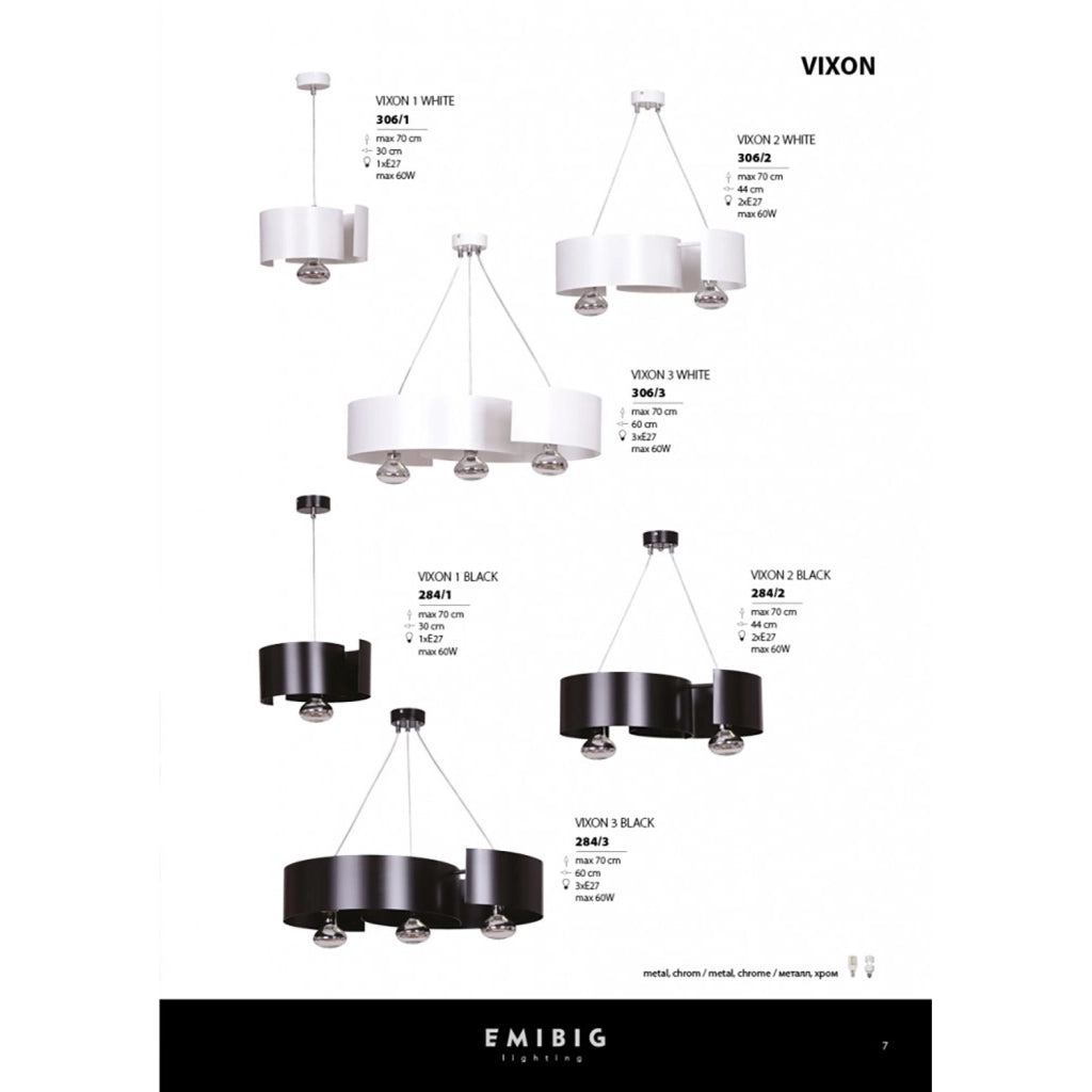 Sospensione Moderna 1 Luce Houyi In Acciao Bianco E Cromo