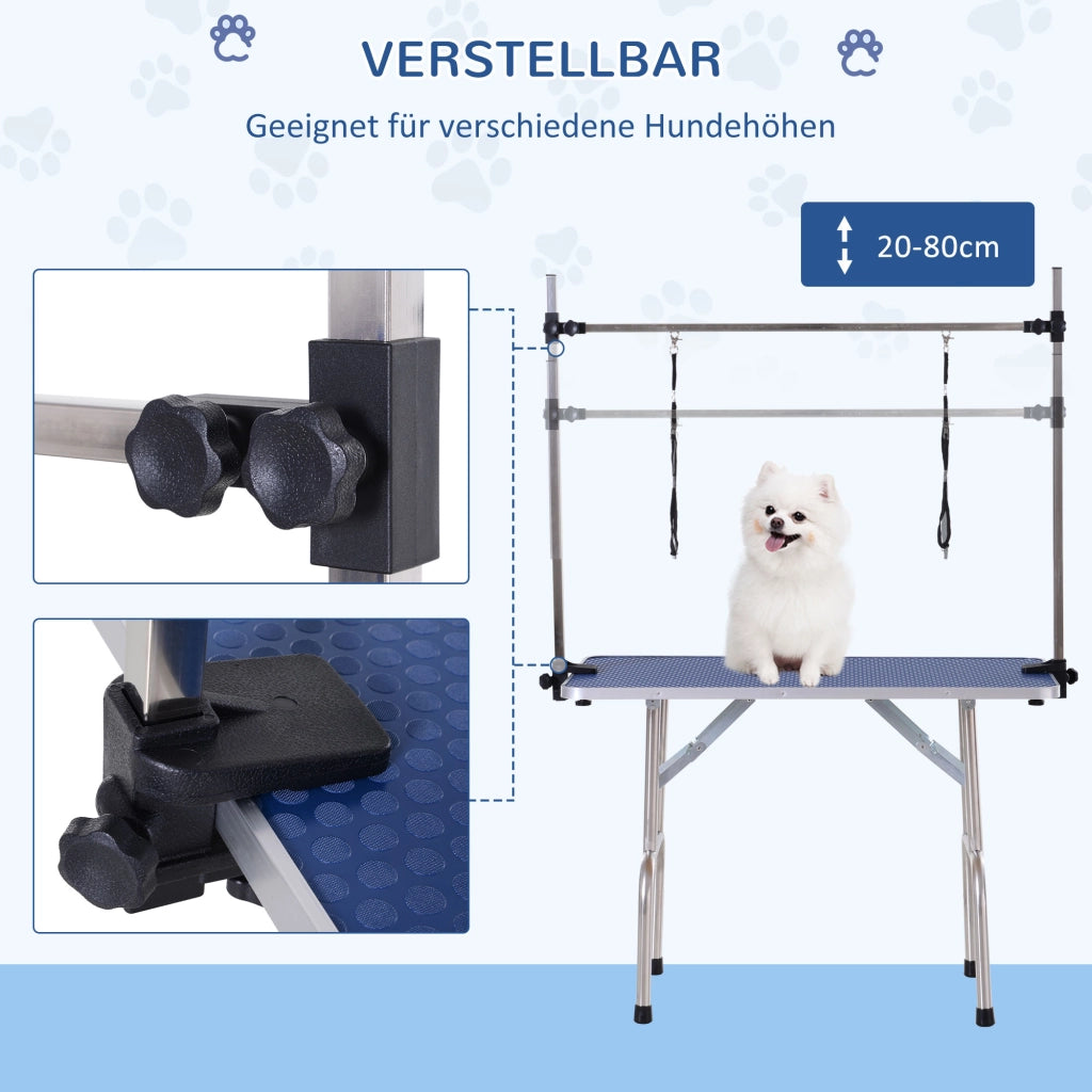 Tavolo per Toeletta Cani e Gatti Regolabile e Pieghevole ¨C zephmum ¨C Blu, fino a 100 kg