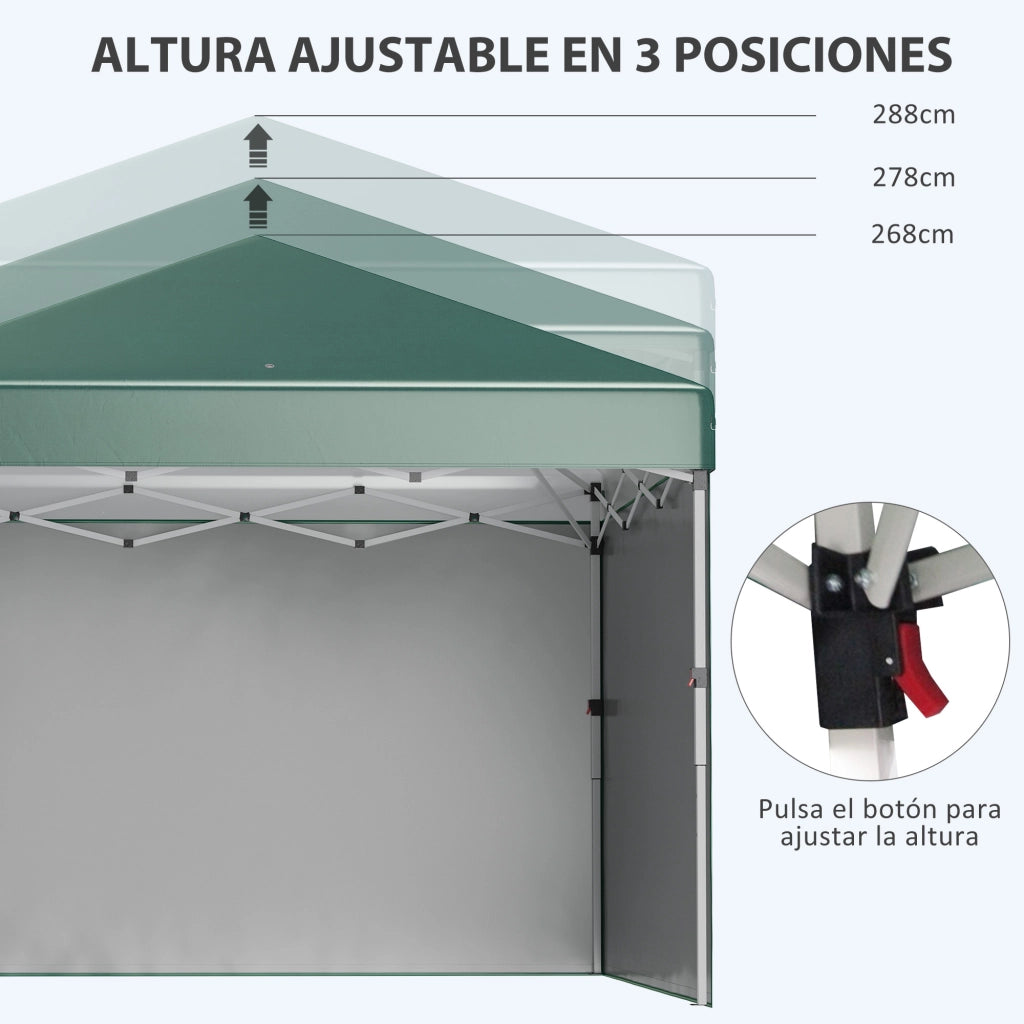Tenda da giardino pieghevole 3x3 m con pareti laterali anti-UV ¨C zephmum ¨C Verde