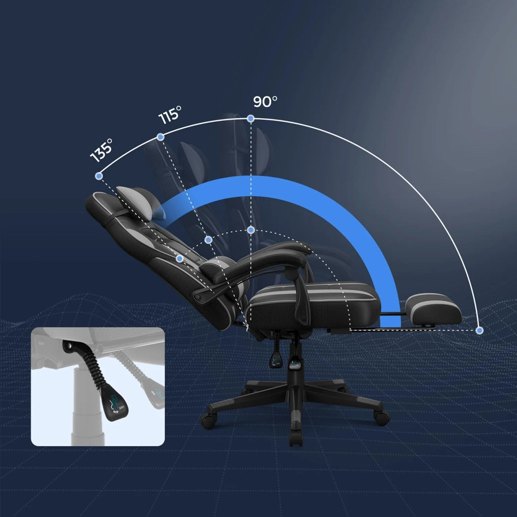 Sedia da gaming sedia da ufficio regolabile con poggiapiedi telescopico ergonomico meccanismo di inclinazione poggiatesta supporto lombare capacità di carico 150 kg nera 12_0005912