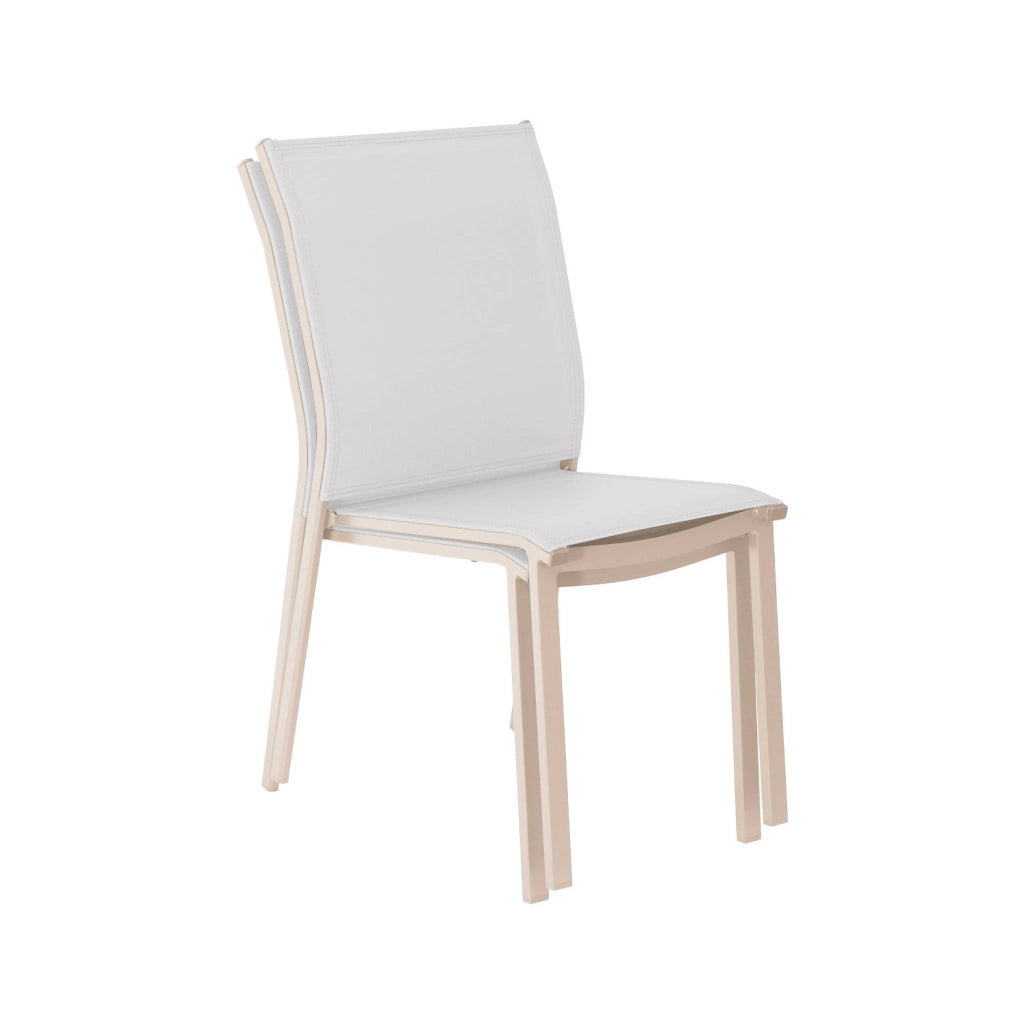Set 2 sedie da giardino impilabili in alluminio e textilene, beige