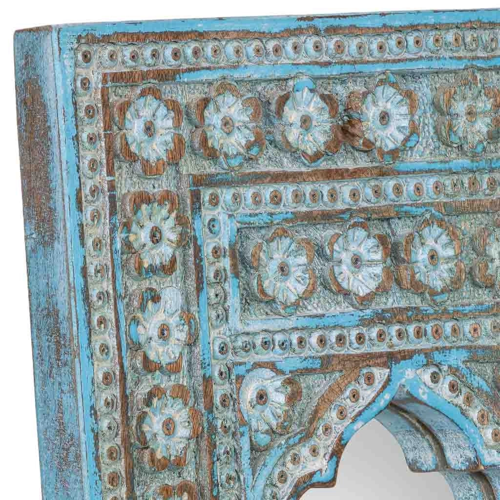 Specchio in legno blu 28x3x48 cm