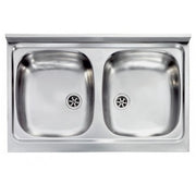Lavello Inox Da Incasso A Due Vasche 80X50 Con Piletta - Mabel