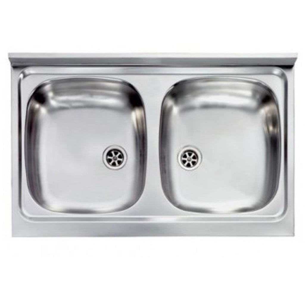 Lavello Inox Da Incasso A Due Vasche 80X50 Con Piletta - Mabel