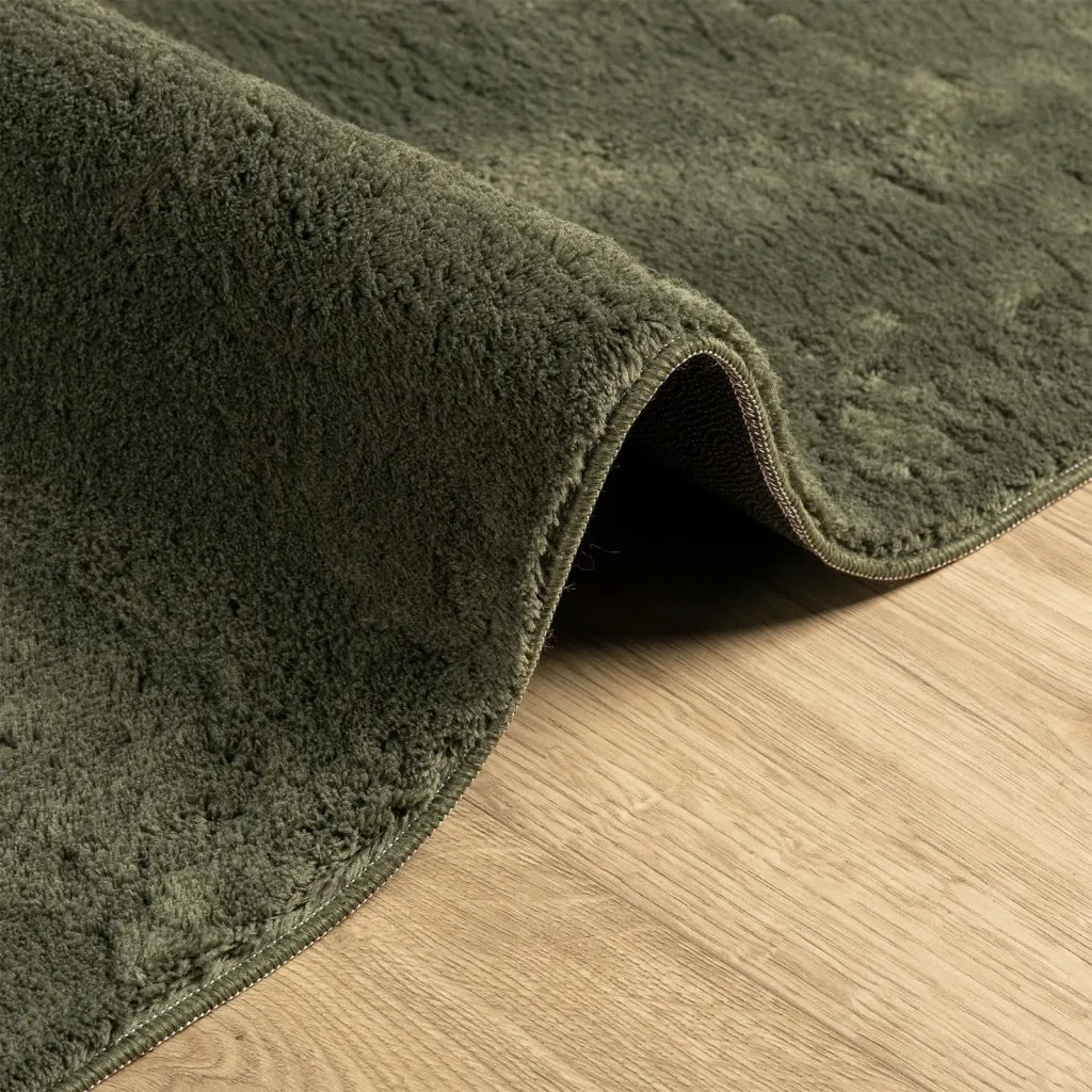 Tappeto Pelo Corto HUARTE Morbido Lavabile Verde Bosco 375094
