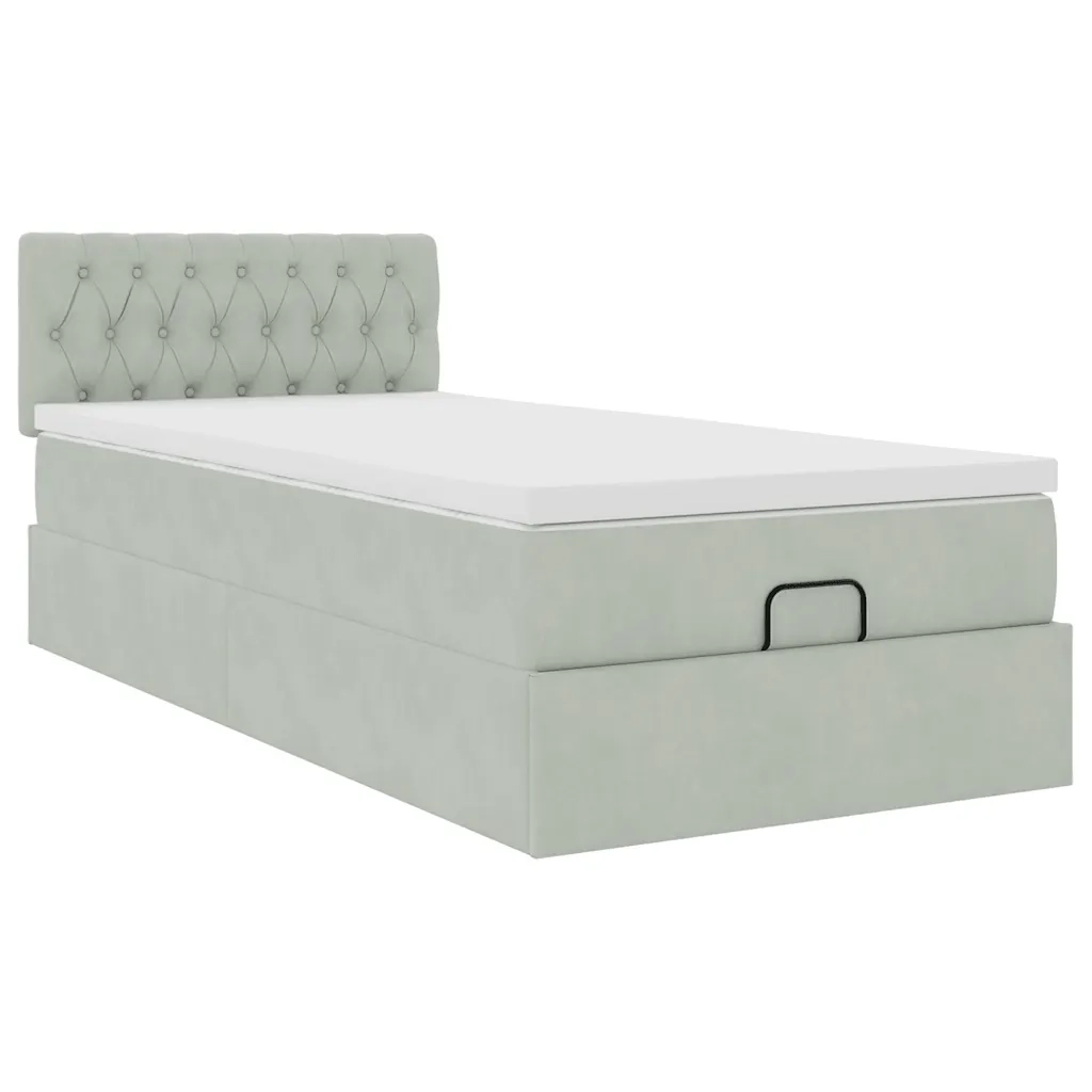 Struttura Letto Pouf con Materasso 90x200 cm in Velluto 3312668