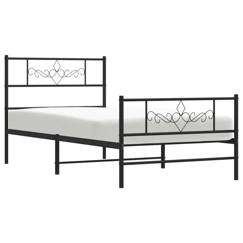 Giroletto con Testiera e Pediera Metallo Nero 80x200 cm 355276