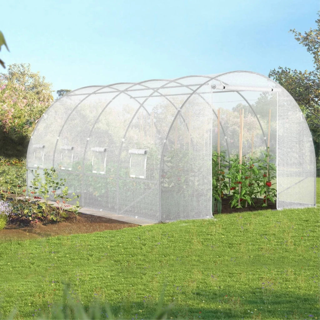 IDMarket - Telone di ricambio per serra da giardino a tunnel da 12 m² (4 x 3 x 2 m), resistente ai raggi UV, con porta e finestre, modello