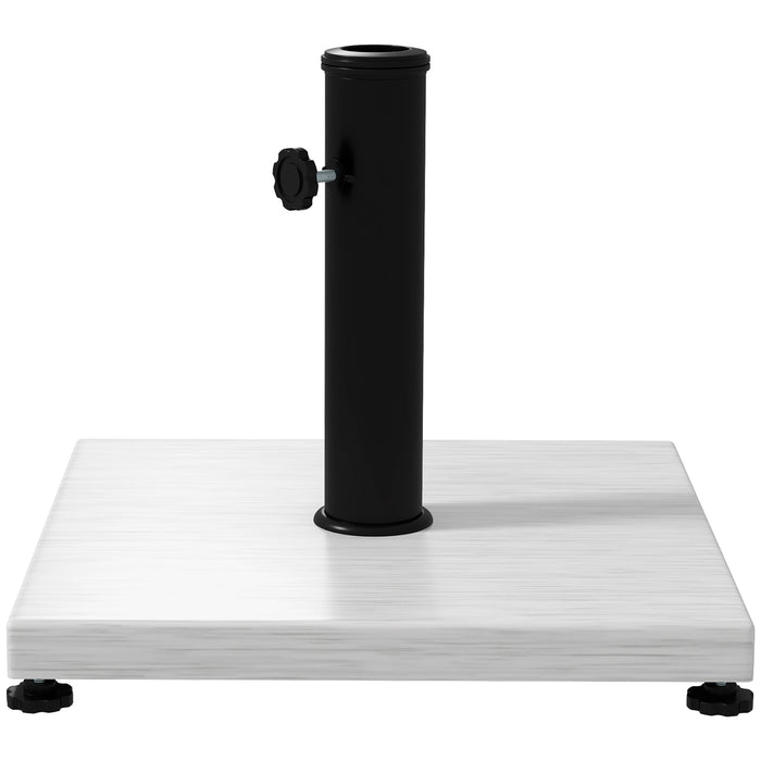 Base per Ombrellone da 25kg in Metallo e Cemento con Effetto Legno 45x45x33.5cm Bianco